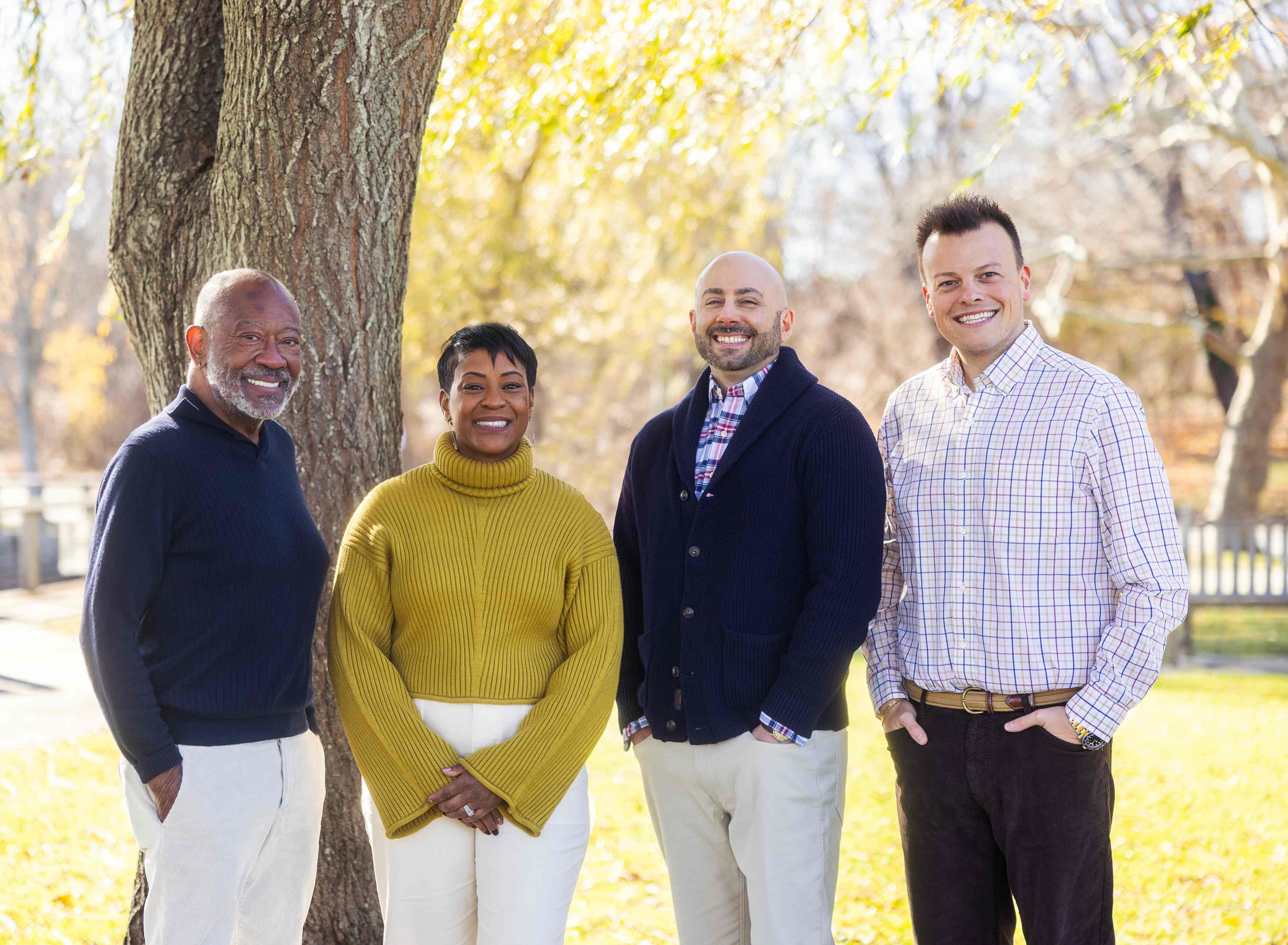 The complete medical team in an outdoor autumn setting