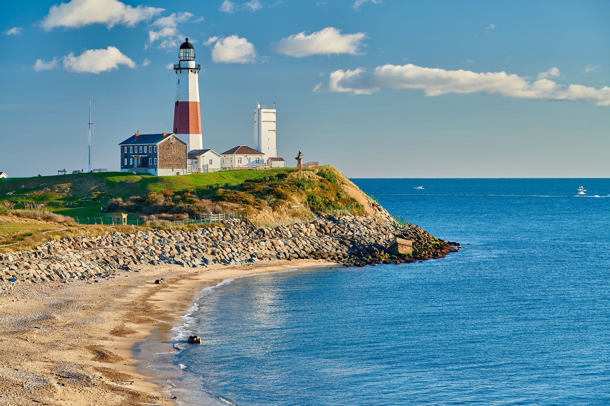 Montauk Point Lighthouse overlooking the Atlantic Ocean in the Hamptons